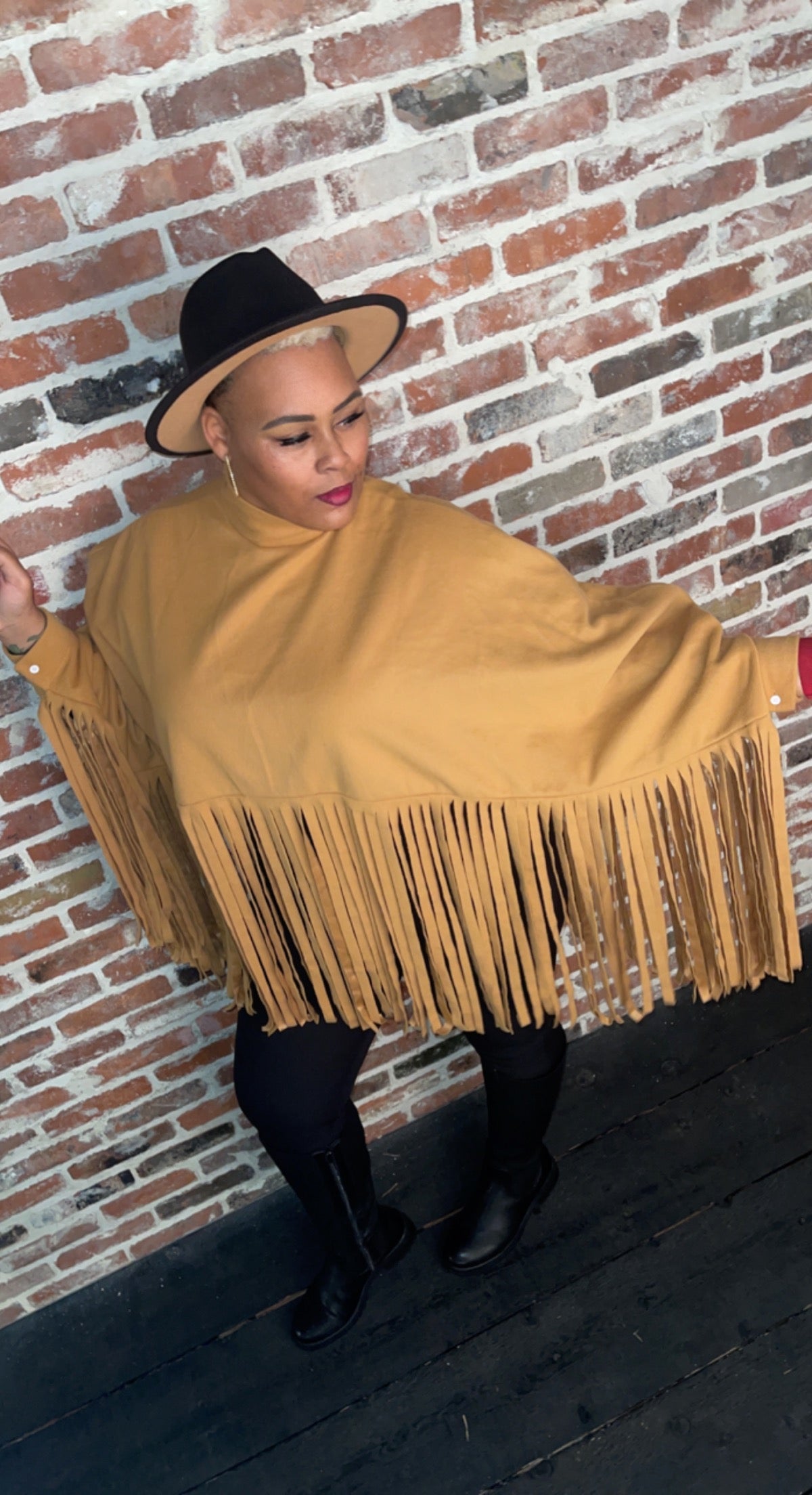 "Hi Neck Poncho" Top