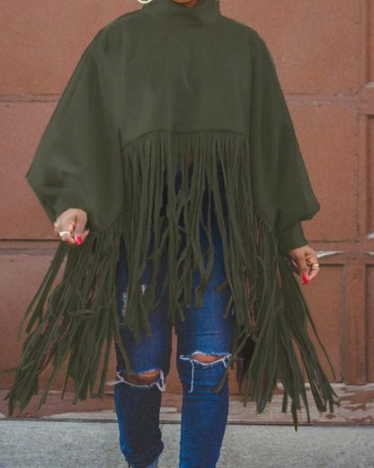 "Hi Neck Poncho" Top