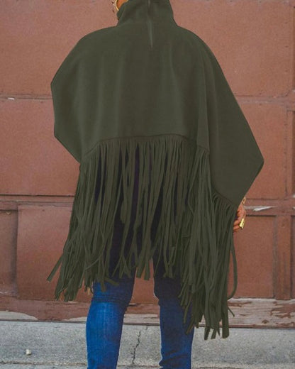 "Hi Neck Poncho" Top