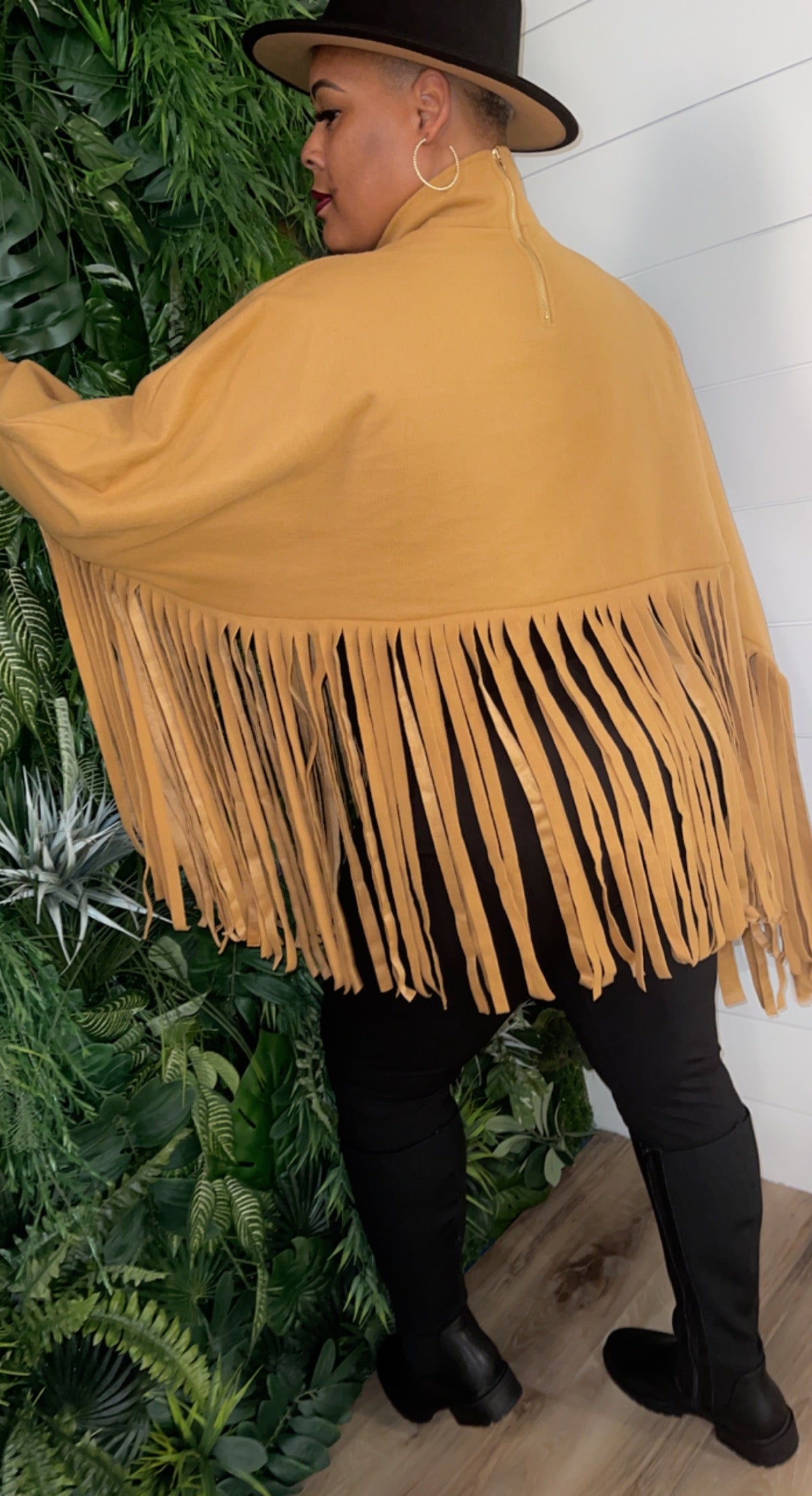 "Hi Neck Poncho" Top