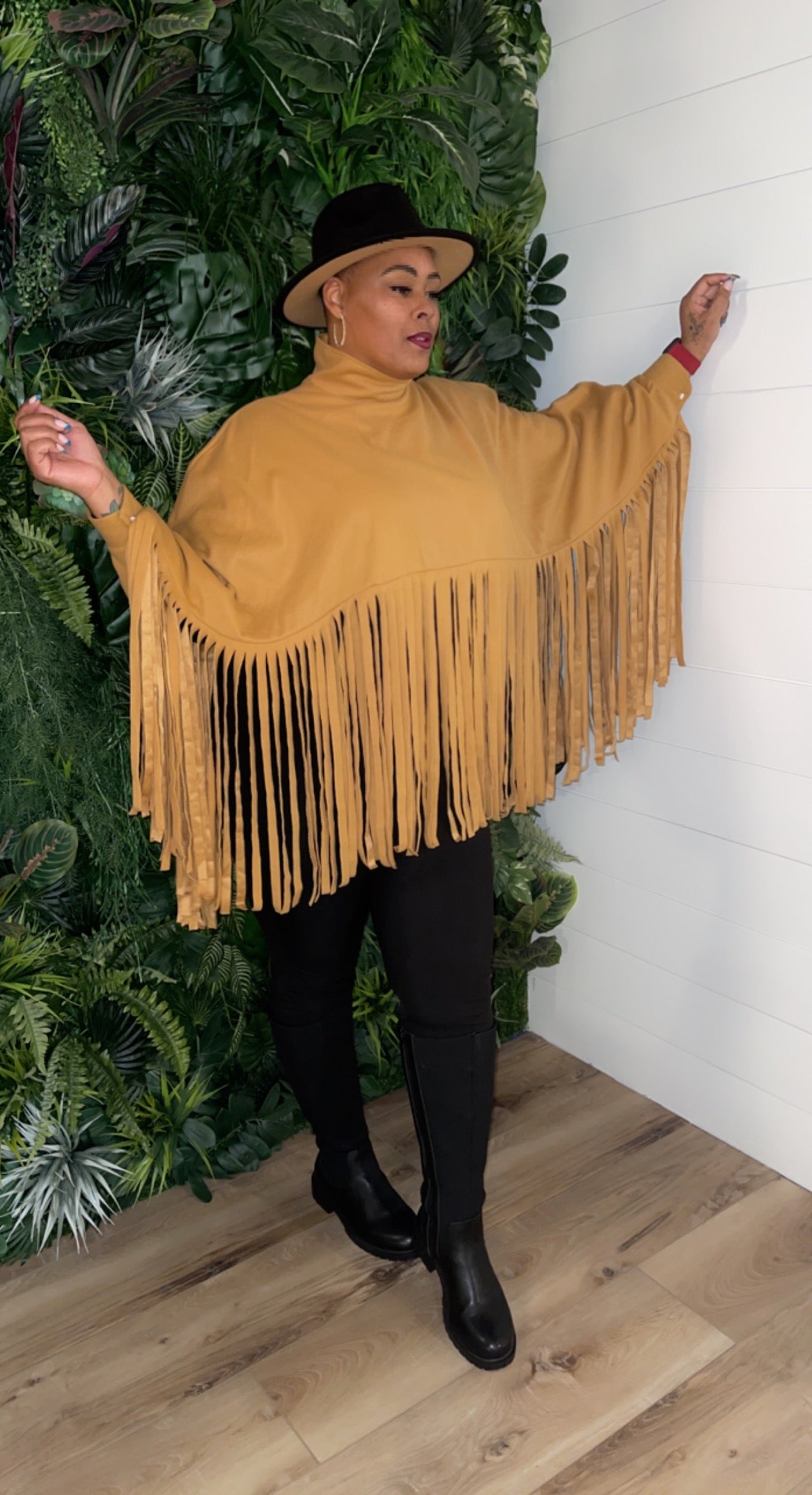 "Hi Neck Poncho" Top